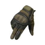 olive green pair of motorcycle gloves with knuckle protection